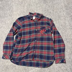 Gap x Pendleton Flannel Pajama Shirt Size L Red Blue Plaid Sleep Lounge Top